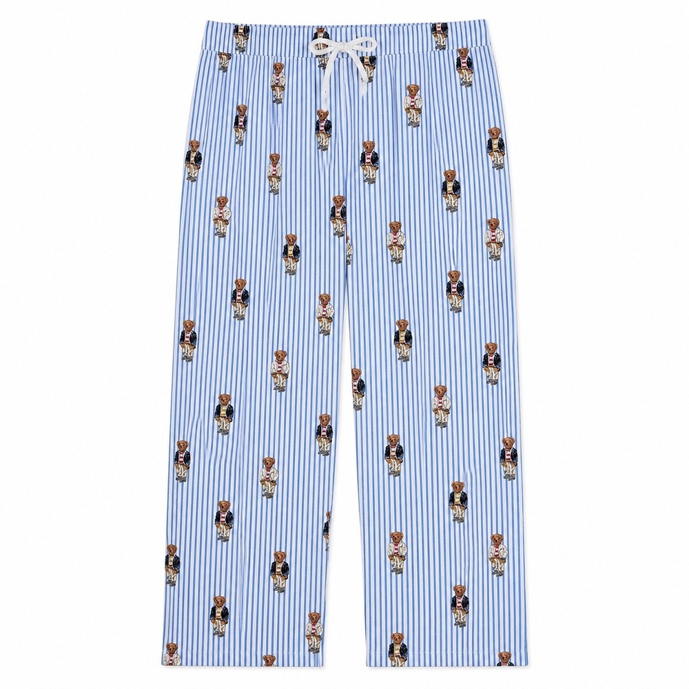 Ralph Lauren Polo Bear Pajama Pants Womens Sz L Blue Stripe Lounge Sleep Preppy - Picture 2 of 13